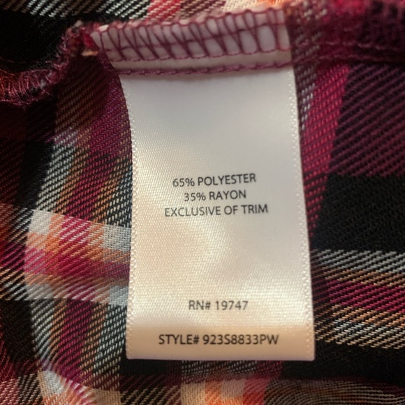 Pioneer Woman Embroidered Flannel Long Sleeve Button Shirt Plum Combo XL - Picture 5 of 7